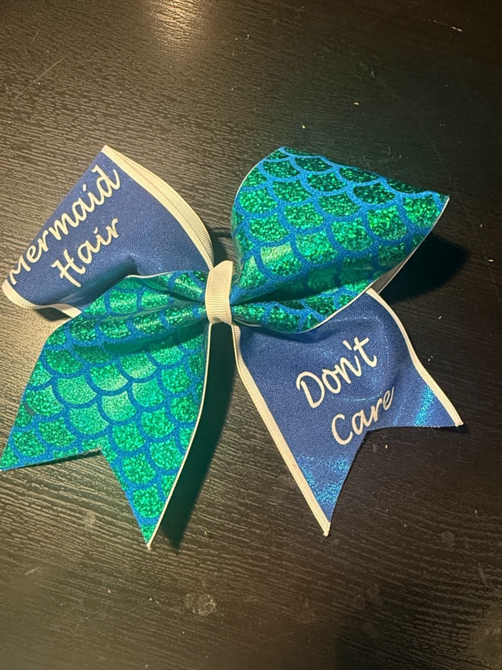 Mermaid Hair Don't Care Glitter Cheer Bow